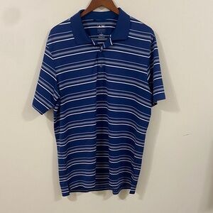 adidas Navy and White Striped Polo Shirt